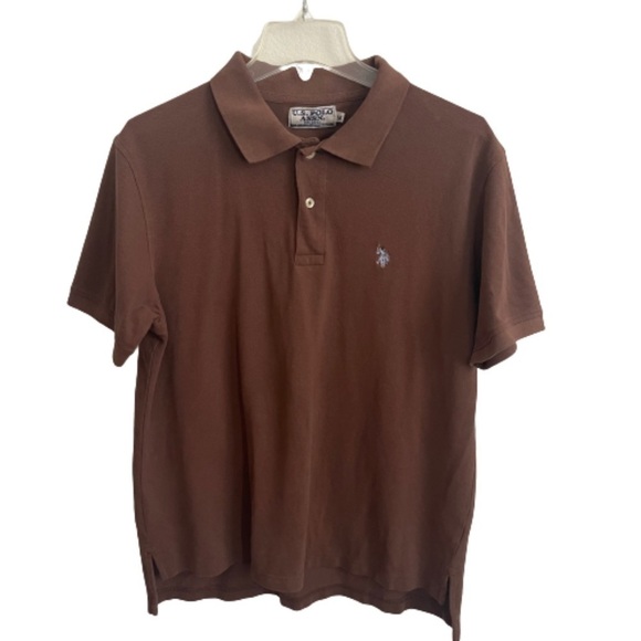 Men’s US Polo Assn Brown Collar Vintage Shirt Size Medium! - Picture 1 of 6